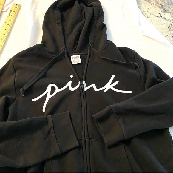 PINK Victoria’s Secret sweatshirt black full zip SZ L NWOT - Picture 8 of 11